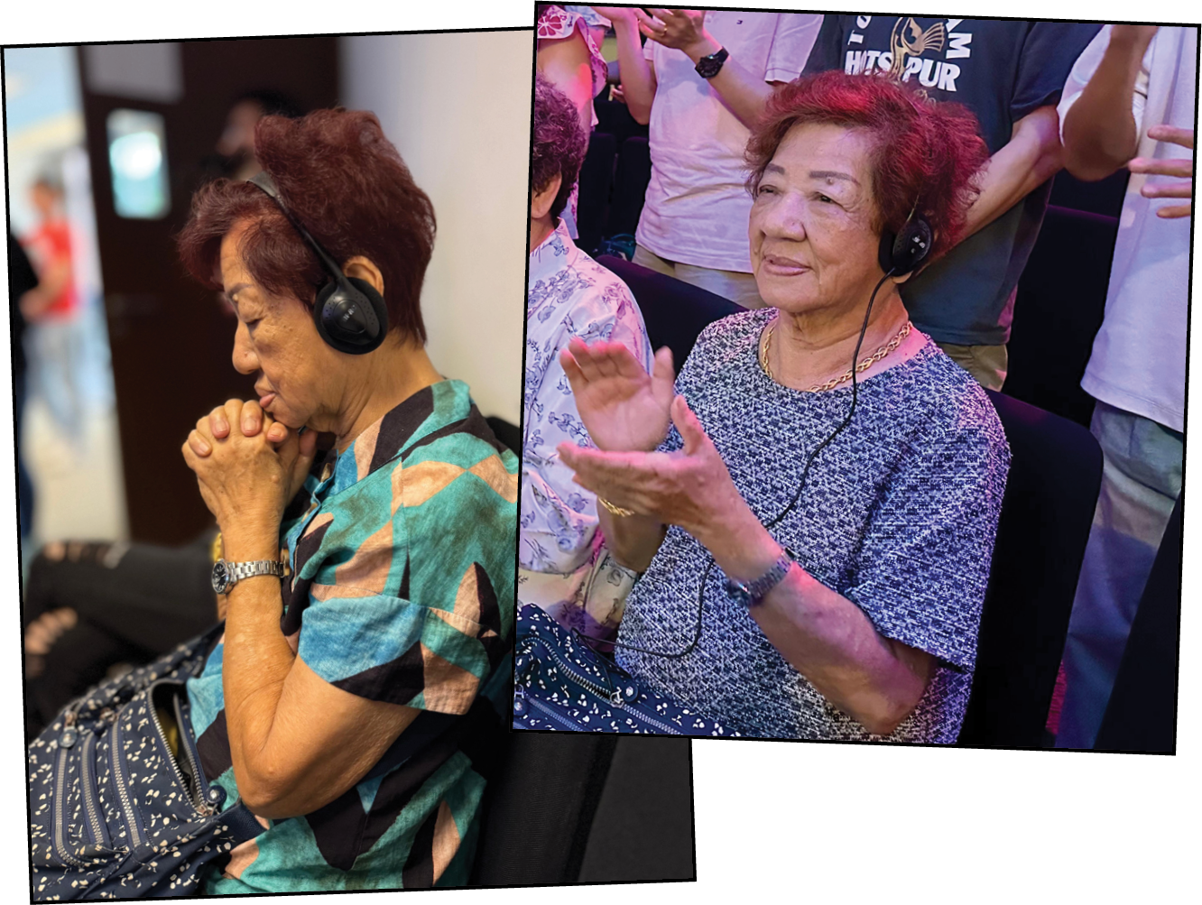 Elson's mum praying & worshipping in service